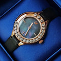  Shop Authentic Swarovski Lovely Crystals Analog Black Dial Black Leather Strap Watch for Women - 5301877 - Luxxuri