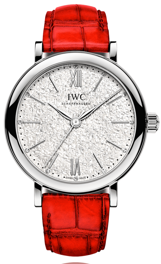  Shop Authentic IWC Portofino Automatic Diamonds Silver Dial Red Leather Strap Watch for Women - IW357408 - Luxxuri