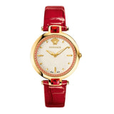  Shop Authentic Versace Crystal Gleam White Dial Red Leather Strap Watch For Women - VAN040016 - Luxxuri