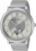  Shop Authentic Versace V-Circle Silver Dial Silver Mesh Bracelet Watch for Men - VBQ060017 - Luxxuri