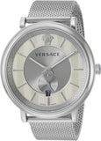  Shop Authentic Versace V-Circle Silver Dial Silver Mesh Bracelet Watch for Men - VBQ060017 - Luxxuri