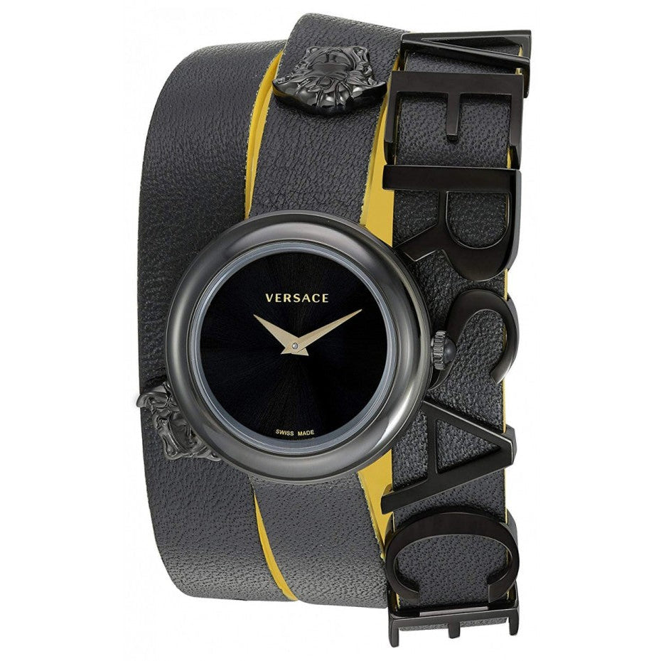  Shop Authentic Versace V-Flare Quartz Black Dial Black Leather Strap Watch for Women - VEBN00518 - Luxxuri