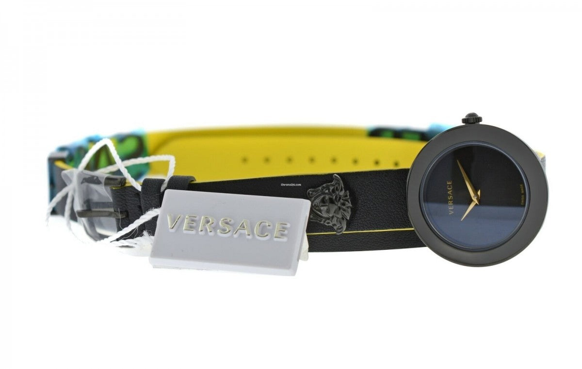  Shop Authentic Versace V-Flare Quartz Black Dial Black Leather Strap Watch for Women - VEBN00518 - Luxxuri