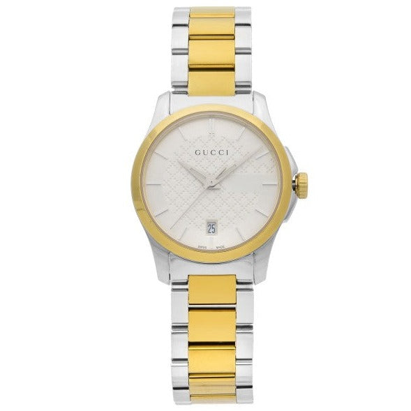  Shop Authentic Gucci G Timeless Quartz Silver Dial Two Tone Steel Strap Watch For Women - YA126531 - Luxxuri