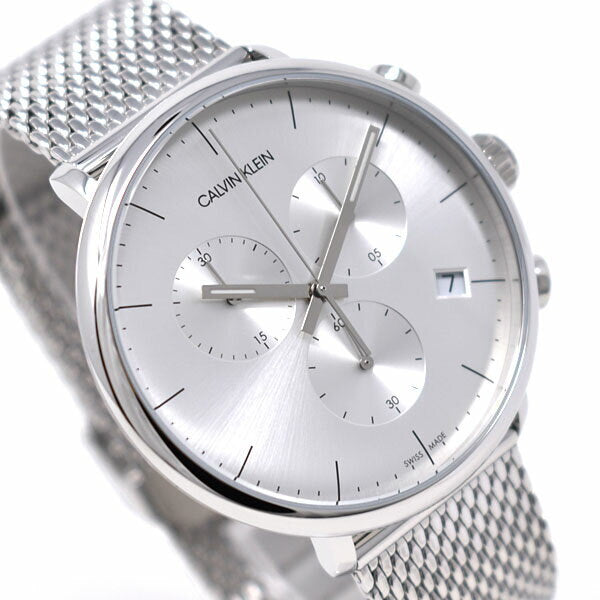  Shop Authentic Calvin Klein High Noon Silver Dial Silver Mesh Bracelet Watch for Men - K8M27126 - Luxxuri