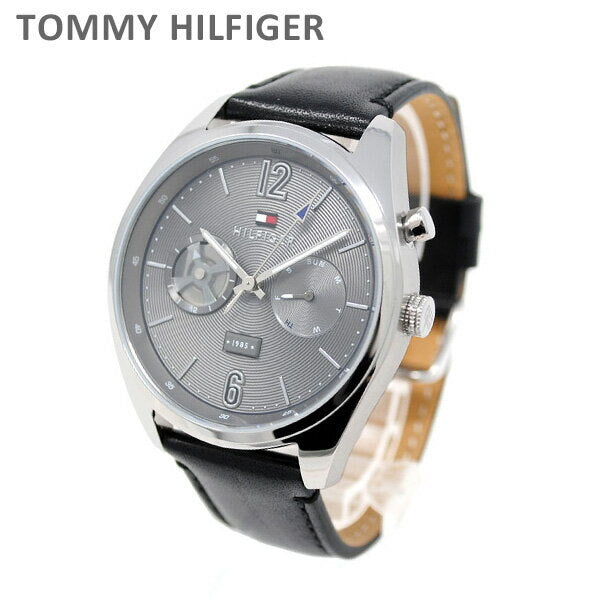  Shop Authentic Tommy Hilfiger Deacan Grey Dial Black Leather Strap Watch for Men - 1791548 - Luxxuri
