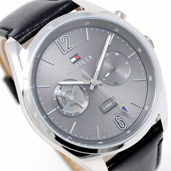  Shop Authentic Tommy Hilfiger Deacan Grey Dial Black Leather Strap Watch for Men - 1791548 - Luxxuri