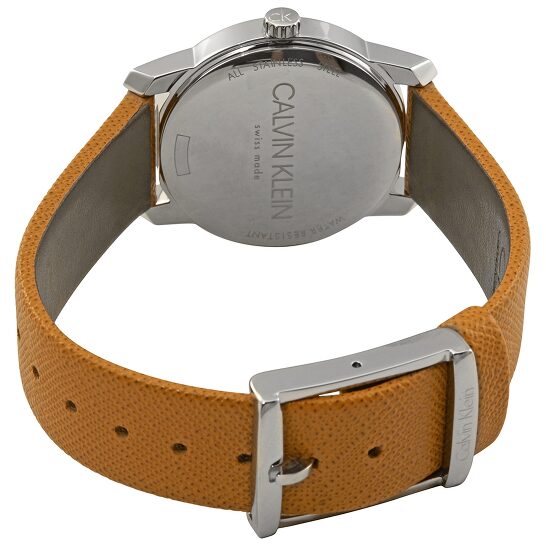  Shop Authentic Calvin Klein City Silver Dial Orange Leather Strap Watch for Women - K2G231G6 - Luxxuri
