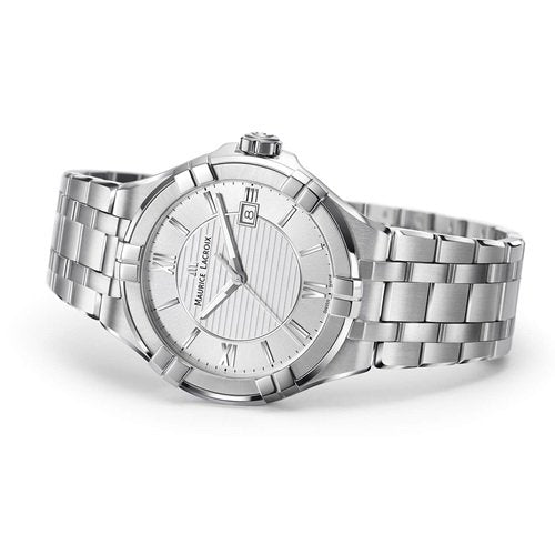  Shop Authentic Maurice Lacroix Aikon Date White Dial Silver Steel Strap Watch for Men - AI1008-SS002-131-1 - Luxxuri
