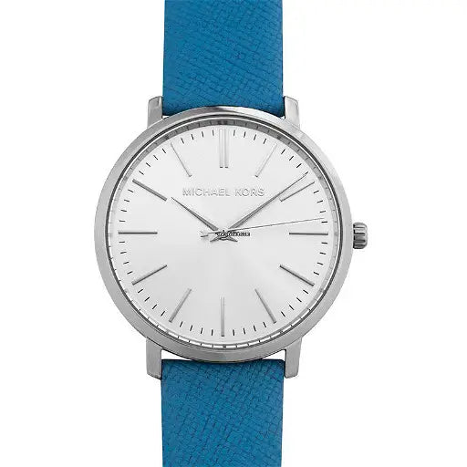  Shop Authentic Michael Kors Jaryn Quartz Silver Dial Blue Leather Strap Watch For Women - MK2495 - Luxxuri