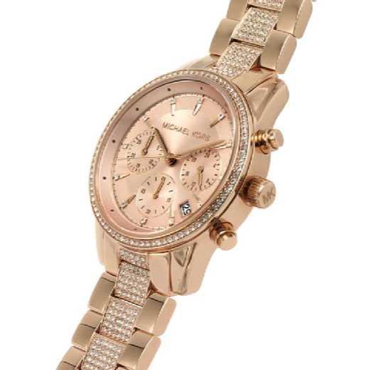  Shop Authentic Michael Kors Ritz Chronograph Rose Gold Dial Rose Gold Steel Strap Watch For Women - MK6485 - Luxxuri