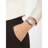  Shop Authentic Bvlgari LVCEA Diamonds Silver Mother of Pearl Dial Silver Leather Strap Watch for Women - LVCEA103367 - Luxxuri