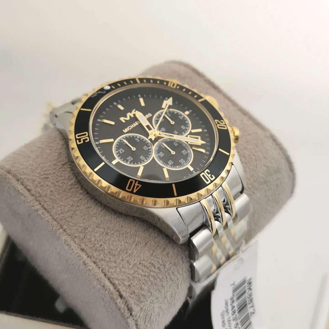  Shop Authentic Michael Kors Bayville Chronograph Black Dial Two Tone Steel Strap Watch For Women - MK8872 - Luxxuri