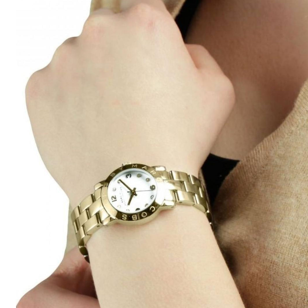  Shop Authentic Marc Jacobs Mini Amy White Dial Gold Steel Strap Watch for Women - MBM3057 - Luxxuri