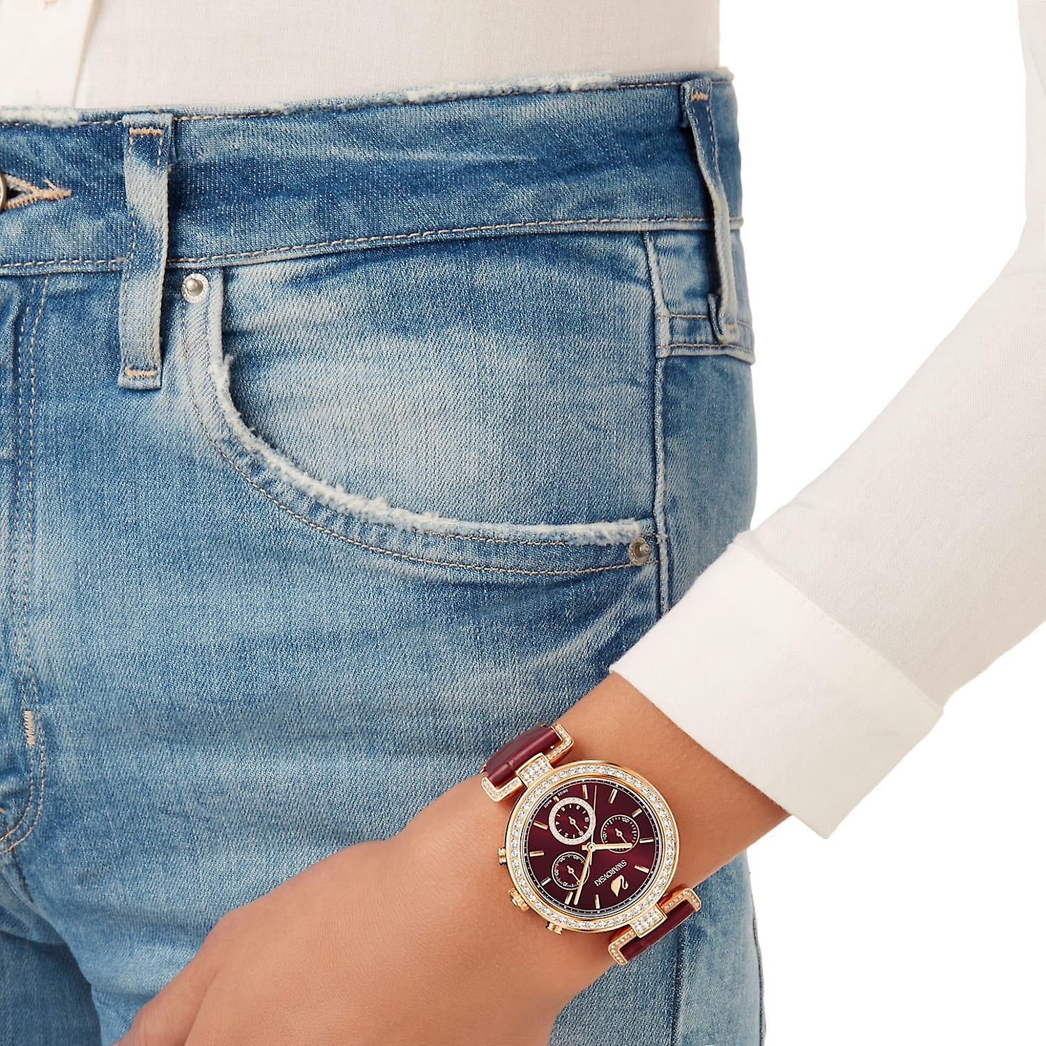  Shop Authentic Swarovski Era Journey Red Dial Red Leather Strap Watch for Women - 5416701 - Luxxuri