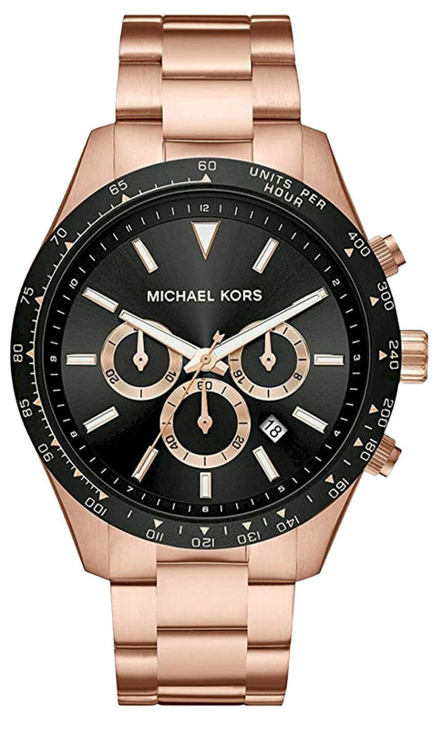  Shop Authentic Michael Kors Layton Chronograph Black Dial Rose Gold Steel Strap Watch For Men - MK8824 - Luxxuri