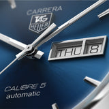  Shop Authentic Tag Heuer Carrera Calibre 5 Automatic Blue Dial Blue Leather Strap Watch for Men - WAR201E.FC6292 - Luxxuri