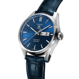  Shop Authentic Tag Heuer Carrera Calibre 5 Automatic Blue Dial Blue Leather Strap Watch for Men - WAR201E.FC6292 - Luxxuri