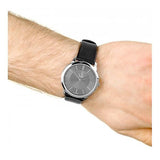  Shop Authentic Calvin Klein Minimal Grey Dial Black Leather Strap Watch for Men - K3M221C4 - Luxxuri