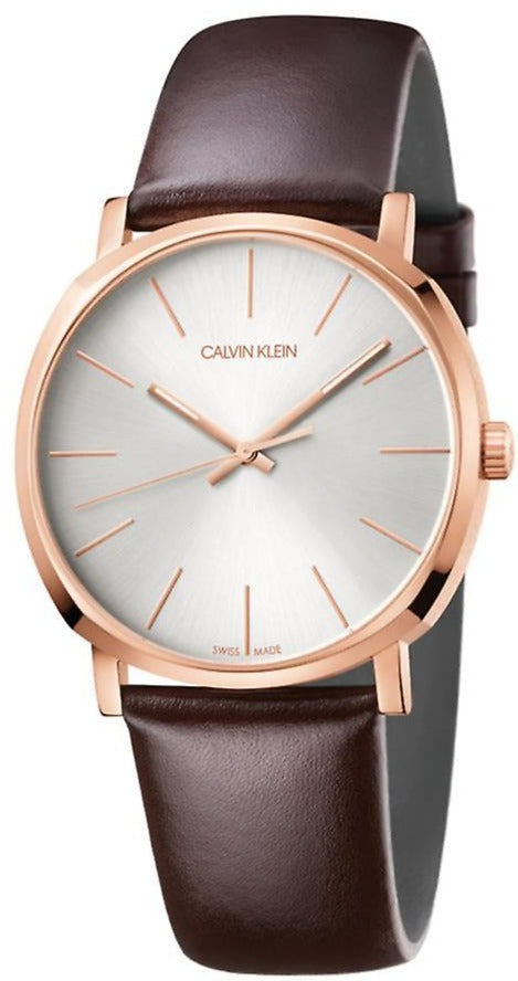  Shop Authentic Calvin Klein Posh Silver Dial Brown Leather Strap Watch for Men - K8Q316G6 - Luxxuri