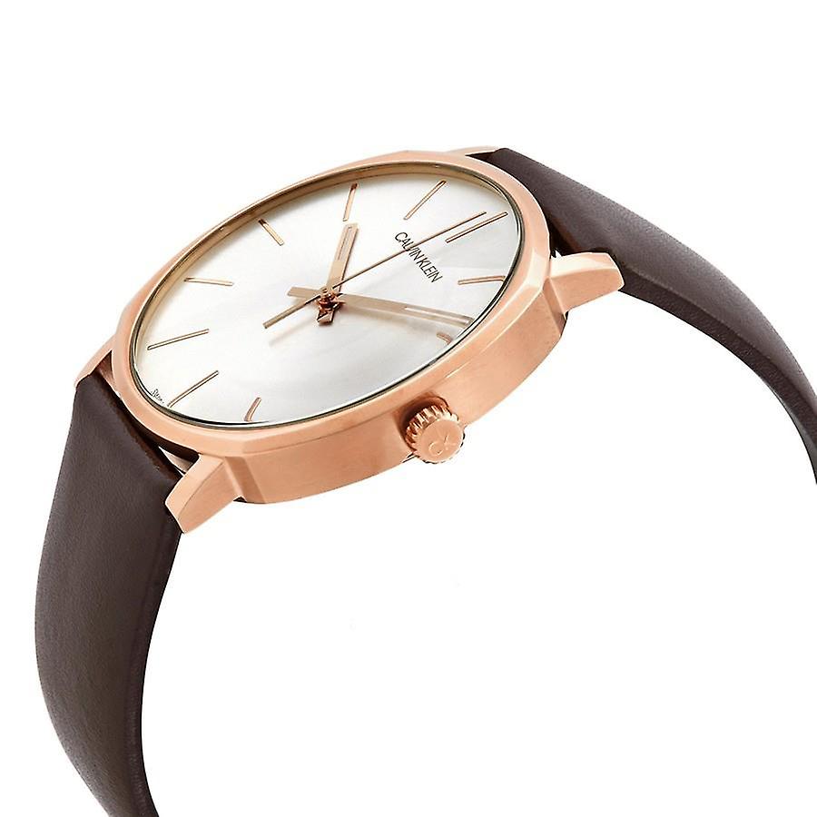  Shop Authentic Calvin Klein Posh Silver Dial Brown Leather Strap Watch for Men - K8Q316G6 - Luxxuri
