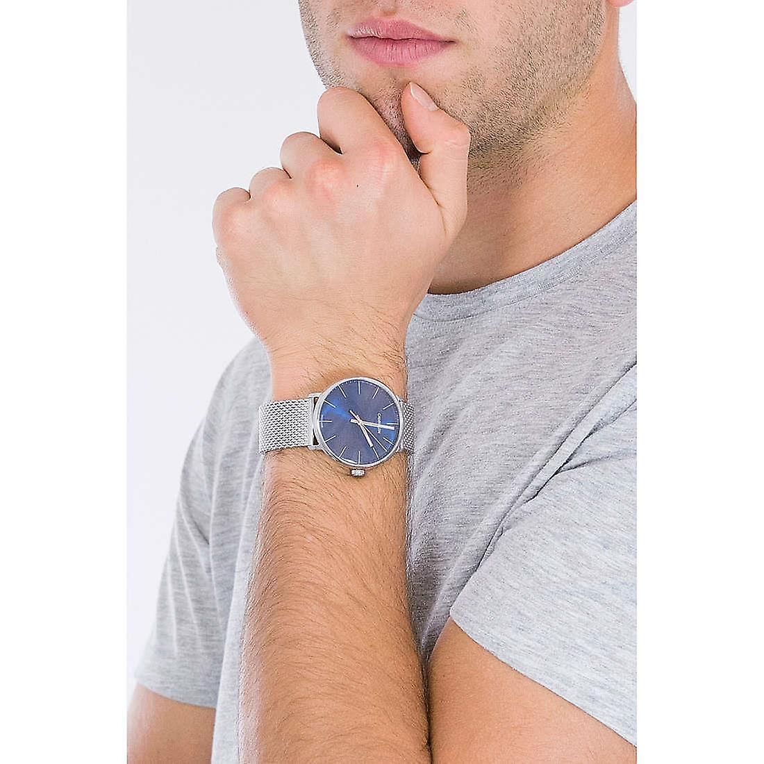  Shop Authentic Calvin Klein High Noon Quartz Blue Dial Silver Mesh Bracelet Watch for Men - K8M2112N - Luxxuri