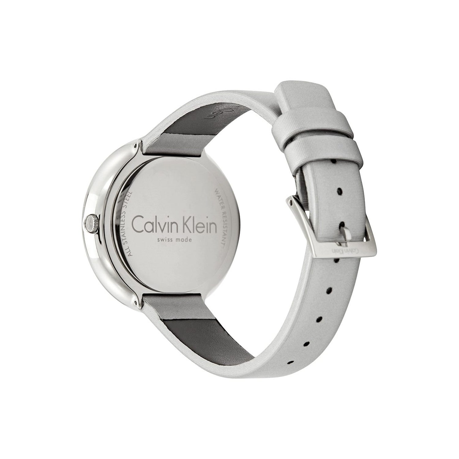  Shop Authentic Calvin Klein Chic Silver Dial White Leather Strap Watch for Women - K7N23UP8 - Luxxuri