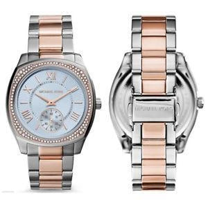 Michael Kors Bryn Quartz Blue Dial Two Tone Steel Strap Watch For Women - MK6136