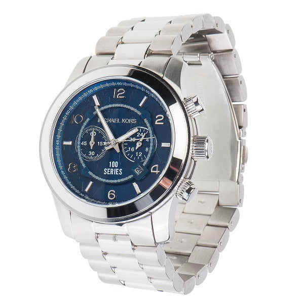  Shop Authentic Michael Kors Stop Hunger Chronograph Blue Dial Silver Steel Strap Watch for Men - MK8314 - Luxxuri