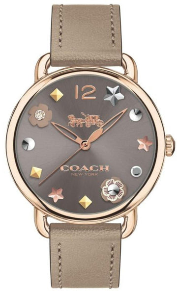 Coach Delancey Grey Dial Grey Leather Strap Watch For Women - 14502797