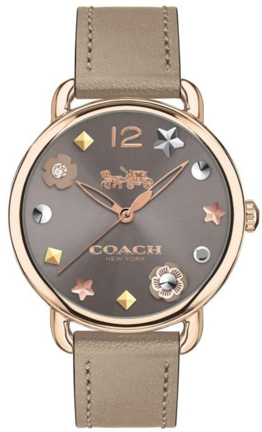 Coach Delancey Grey Dial Grey Leather Strap Watch For Women - 14502797