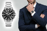  Shop Authentic Emporio Armani Diver Chronograph Quartz Black Dial Silver Steel Strap Watch For Men - AR11360 - Luxxuri