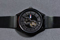  Shop Authentic Tommy Hilfiger Spencer Skeleton Black Dial Black Mesh Bracelet Watch for Men - 1791644 - Luxxuri