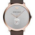  Shop Authentic Emporio Armani Modern Slim Analog Silver Dial Brown Leather Strap Watch For Men - AR11163 - Luxxuri