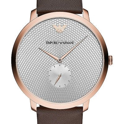  Shop Authentic Emporio Armani Modern Slim Analog Silver Dial Brown Leather Strap Watch For Men - AR11163 - Luxxuri