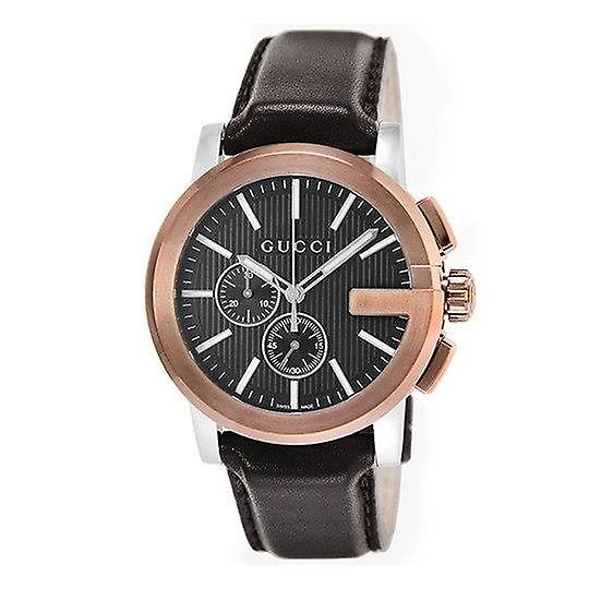  Shop Authentic Gucci G Chrono Black Dial Brown Leather Strap Watch For Men - YA101202 - Luxxuri