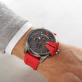  Shop Authentic Diesel Mega Chief Chronograph Black Dial Red Silicone Strap Watch For Men - DZ4427 - Luxxuri