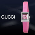  Shop Authentic Gucci G-Frame Square Fuchsia Mother of Pearl Dial Fuchsia Leather Strap Watch For Women - YA128533 - Luxxuri
