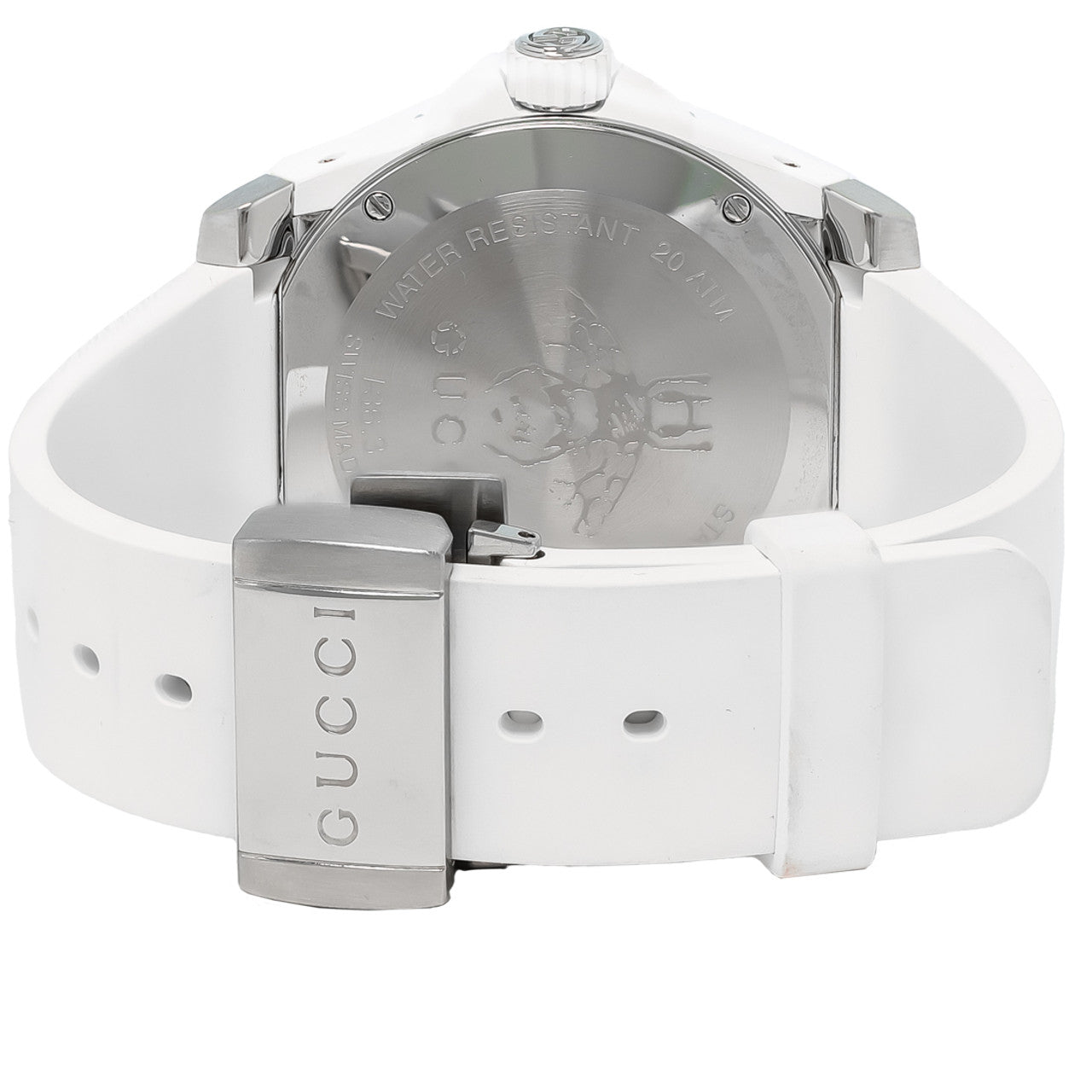  Shop Authentic Gucci Dive Quartz White Dial White Rubber Strap Watch For Men - YA136337 - Luxxuri