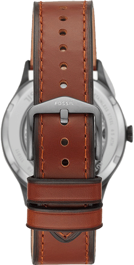  Shop Authentic Fossil Forrester Automatic Skeleton Grey Dial Brown Leather Strap Watch for Men - ME3178 - Luxxuri