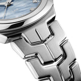  Shop Authentic Tag Heuer Link Quartz Diamonds Blue Mother of Pearl Dial Silver Steel Strap Watch for Women - WBC1313.BA0600 - Luxxuri
