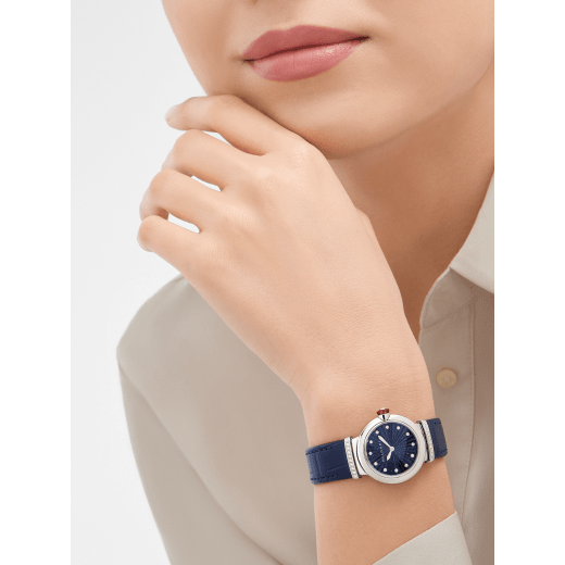  Shop Authentic Bvlgari Lvcea Intarsio Aventurine Diamonds Blue Dial Blue Leather Strap Watch for Women - LVCEA103617 - Luxxuri