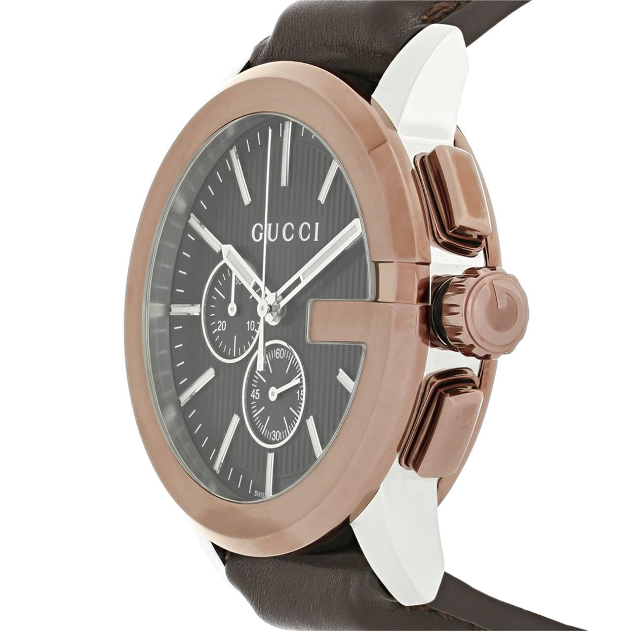  Shop Authentic Gucci G Chrono Black Dial Brown Leather Strap Watch For Men - YA101202 - Luxxuri