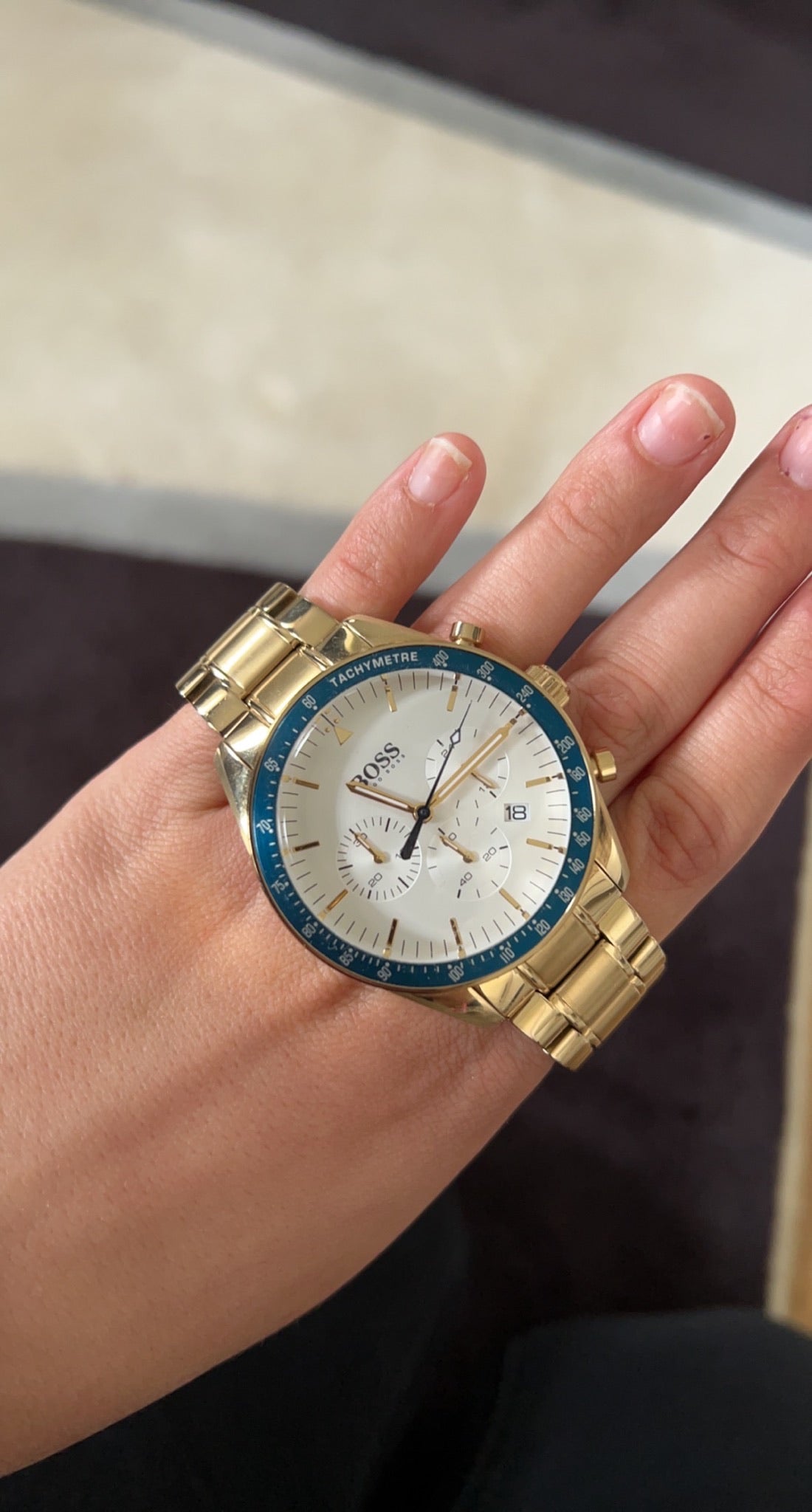  Shop Authentic Hugo Boss Trophy White Dial Gold Steel Strap Watch for Men - 1513631 - Luxxuri