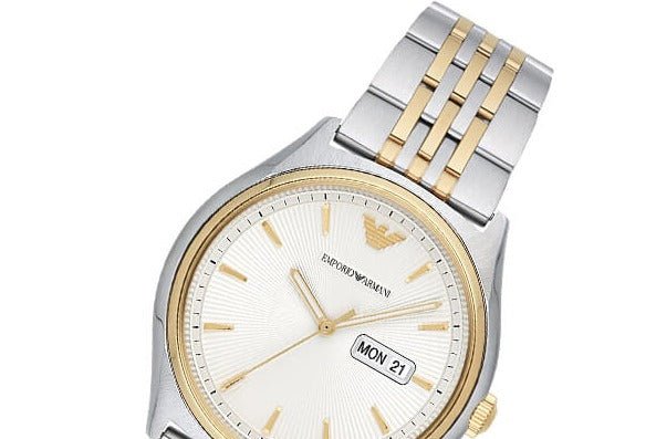 Emporio Armani Cream Dial Two Tone Steel Strap Watch For Men - AR11034