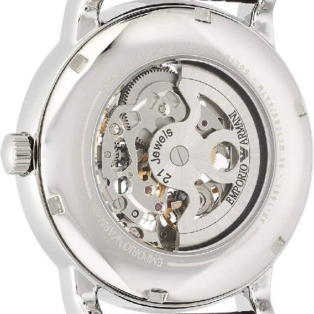  Shop Authentic Emporio Armani Luigi Silver Skeleton Dial Black Leather Strap Watch For Men - AR1981 - Luxxuri