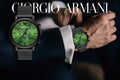  Shop Authentic Emporio Armani Luigi Chronograph Green Dial Black Mesh Bracelet Watch For Men - AR11470 - Luxxuri