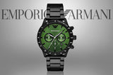  Shop Authentic Emporio Armani Mario Chronograph Green Dial Black Steel Strap Watch For Men - AR11472 - Luxxuri
