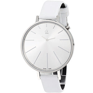  Shop Authentic Calvin Klein Equal White Dial White Leather Strap Watch for Women - K3E231L6 - Luxxuri