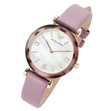  Shop Authentic Emporio Armani Gianni Mother of Pearl Dial Purple Leather Strap Watch For Women - AR11003 - Luxxuri